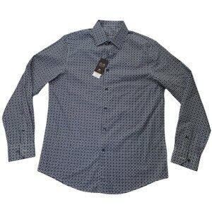 Tasso Elba Novelty Woven Cotton Mens Button Down